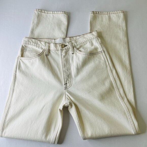 Frame Rigid Denim Straight Full Length Jeans Size 27 Off White - Picture 3 of 16